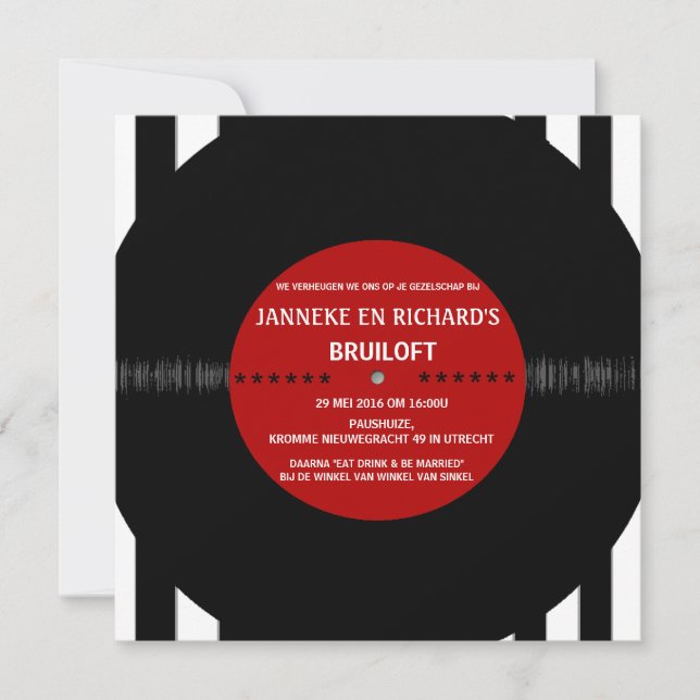 Retro Vinyl Record | Modern Wedding Invitation (Front)