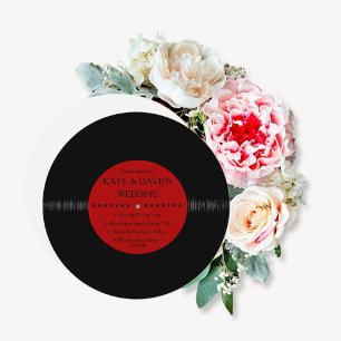 Retro Vinyl Record Modern Wedding Invites