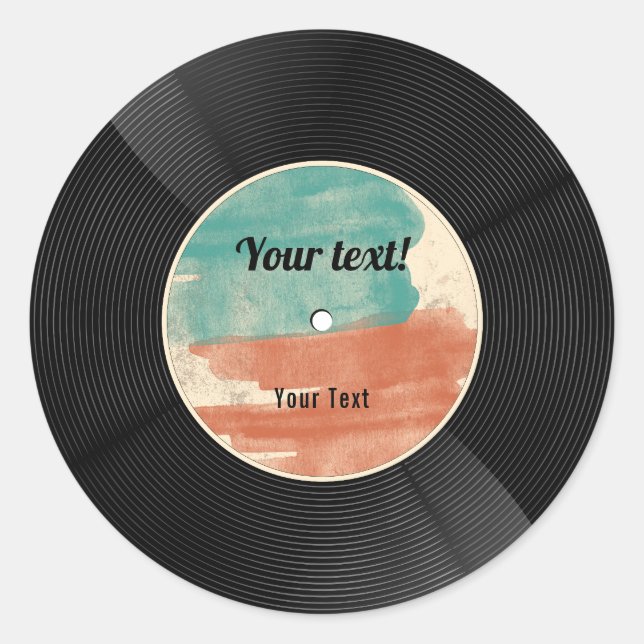 Retro Vinyl Record Music Album Classic Round Sticker (Front)