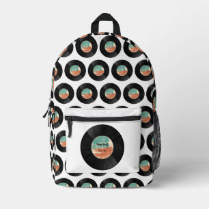 Retro Vinyl Record Music Album Custom Name Printed Backpack