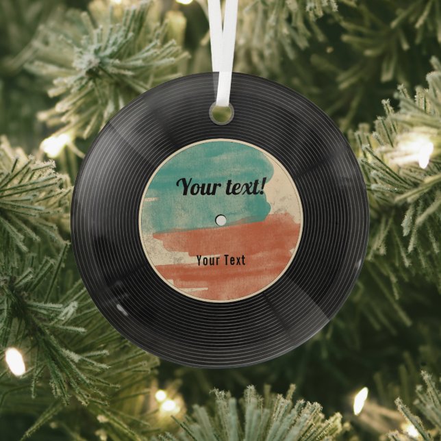 Retro Vinyl Record Music Album   Glass Tree Decoration (Insitu)