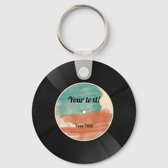 Retro Vinyl Record Music Album  Key Ring (Front)