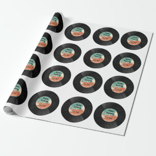 Retro Vinyl Record Music Birthday Party   Wrapping Paper