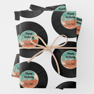 Retro Vinyl Record Music Birthday Party  Wrapping Paper Sheet