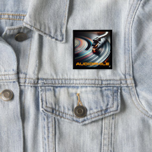 Retro Vinyl Record, Music Lover 15 Cm Square Badge