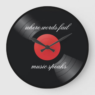Retro Vinyl Record Music Theme Large Clock