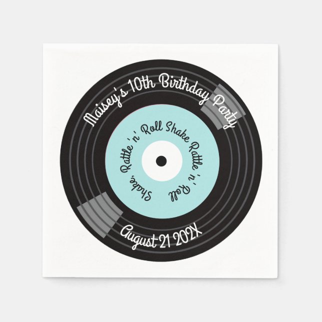 Retro Vinyl Record Party Napkin (Front)