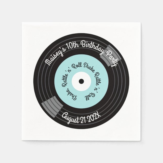 Retro Vinyl Record Party Napkin (Front)