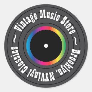 Retro Vinyl Record Personalised Classic Round Sticker