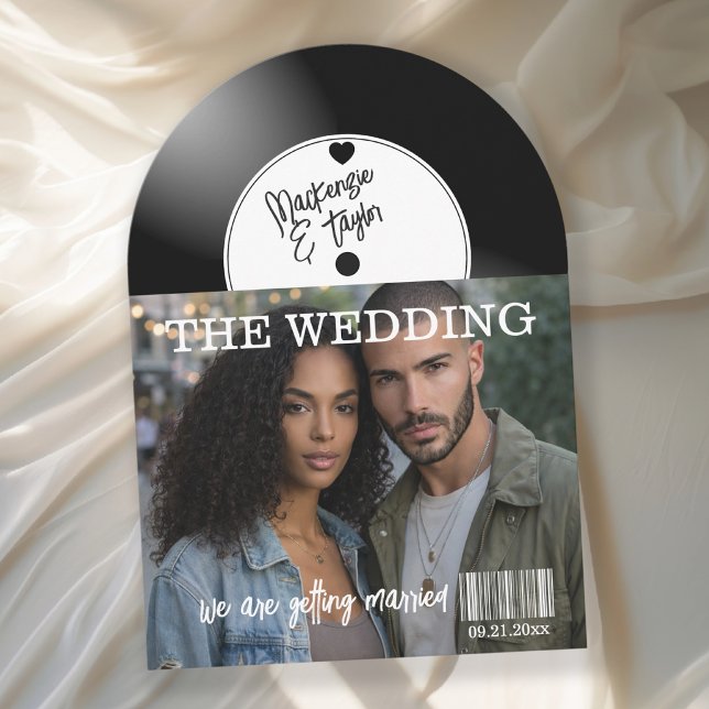 Retro Vinyl Record Photo Cover Wedding Invitation (Retro Vinyl Record Photo Cover Wedding Invitation by Ricaso - Novelty music themed wedding invites)
