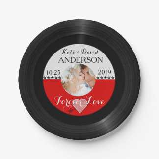 Retro Vinyl Record Photo Post-Wedding Party Custom Paper Plate
