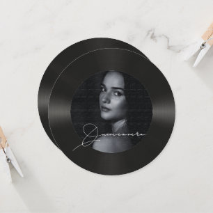 Retro vinyl record photo Quinceanera  Invitation