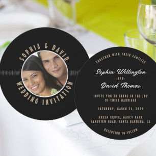 Retro Vinyl Record PHOTO Wedding  Invitation