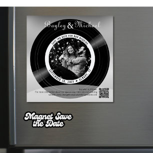 Retro Vinyl Record Photo Wedding Save the Date Magnetic Invitation