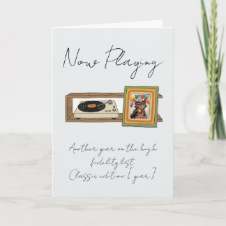 Retro Vinyl Record Player Photo Personalized Card