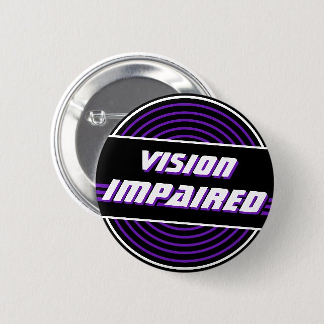 Retro Vinyl Record Purple Vision Impaired 6 Cm Round Badge (Front & Back)