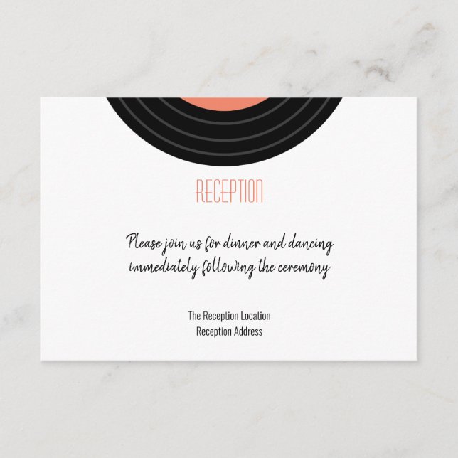 Retro Vinyl Record  Reception Enclosure Card (Front)