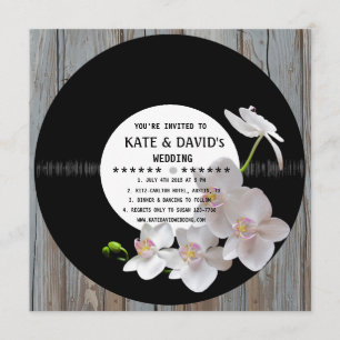 Retro Vinyl Record Rustic Country Wedding Invites