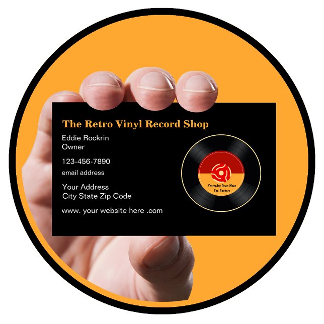 Retro Vinyl Record Store 45 RPM Theme Business Card (Creator Uploaded)