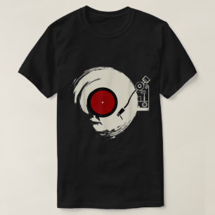 Retro Vinyl Record Turntable Design T-Shirt