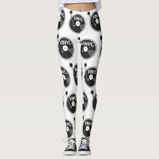 Retro Vinyl Record Turntable Leggings