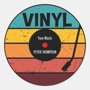 Retro Vinyl Record - Vintage Vinyls LP Record Classic Round Sticker