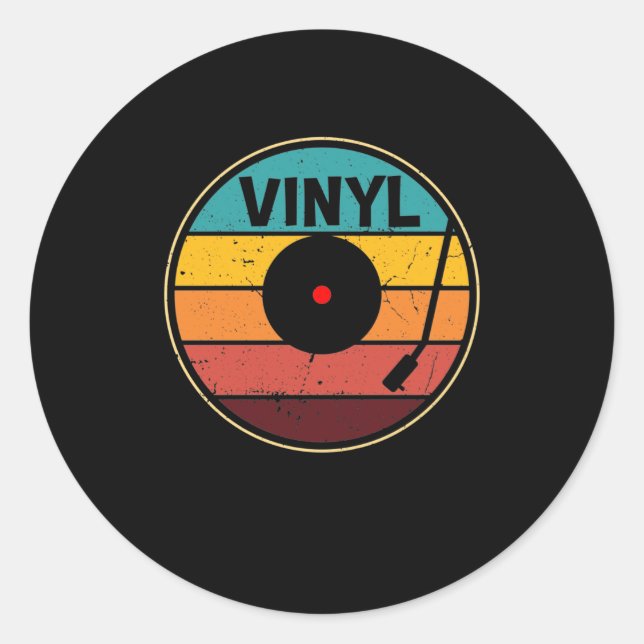 Retro Vinyl Record - Vintage Vinyls LP Record Classic Round Sticker (Front)