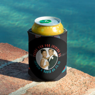 Retro Vinyl Record Wedding Favour Photo Thank You Can Cooler