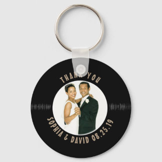 Retro Vinyl Record Wedding Favour Photo Thank You Key Ring