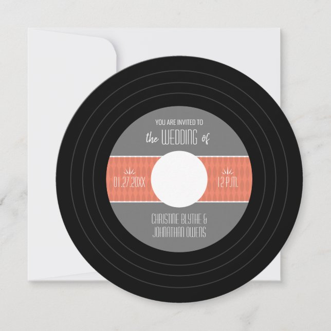 Retro Vinyl Record Wedding Invitation (Front)