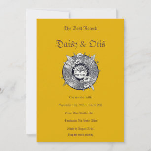 Retro Vinyl Record Wedding Invitation 70s Boho