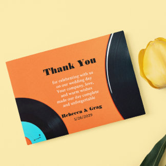 Retro Vinyl Record Wedding Photo Thank You Card
