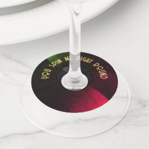 Retro Vinyl Record Wine Glass Tags Drink Markers