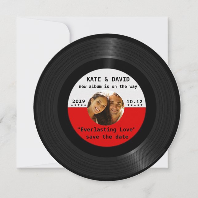 Retro Vinyl Record Your Photo Save-the-Date Save The Date (Front)