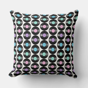 Retro Vinyl Records Colourful Pattern Design Cushion