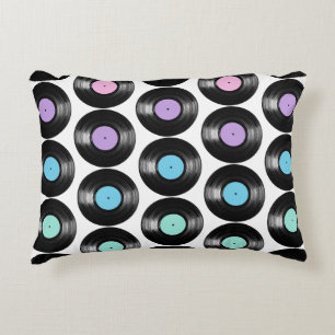 Retro Vinyl Records Colourful Pattern Design Decorative Cushion