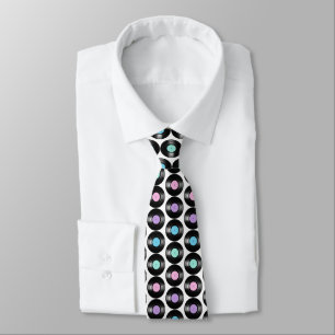 Retro Vinyl Records Colourful Pattern Tie