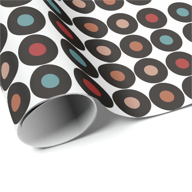 Retro Vinyl Records Sixties Musical Birthday Wrapping Paper (Roll Corner)
