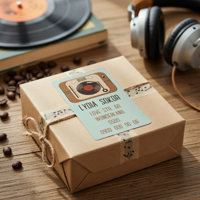 Retro Vinyl Turntable Shipping Label (Creator Uploaded)