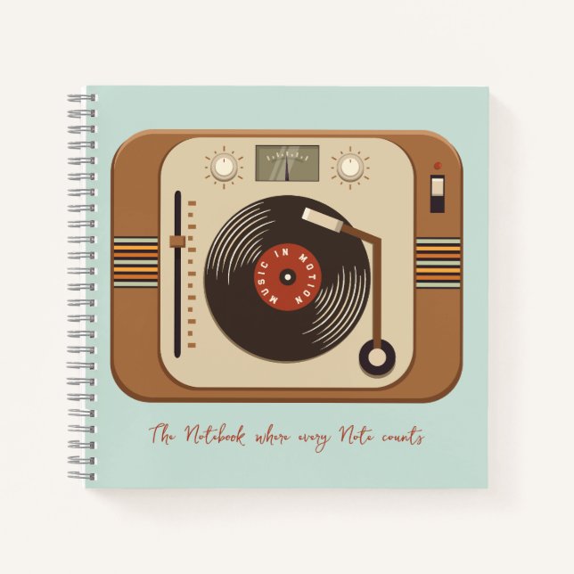 Retro Vinyl Turntable Spiral Notebook  (Front)