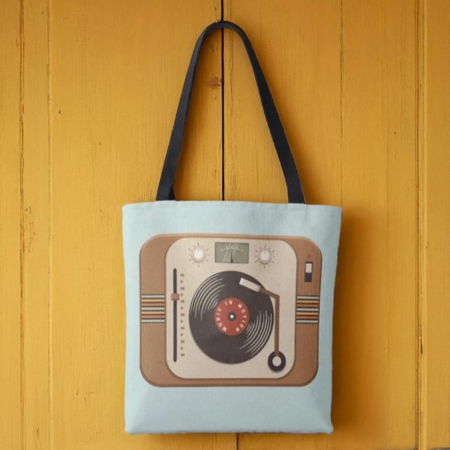 Retro Vinyl Turntable Tote Bag (Creator Uploaded)