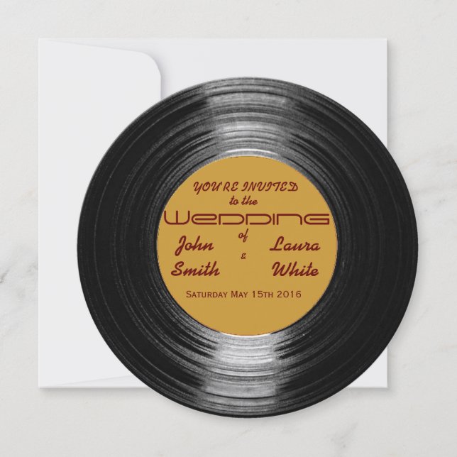 Retro Vinyl Wedding Invitation (Front)