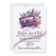 Retro Violet Vibes Cassette Tape Invitation Card
