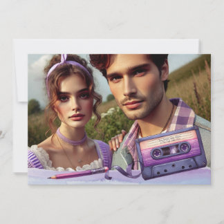 Retro Violet Vibes Cassette Tape Save the Date
