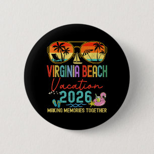 Retro Virginia Beach Vacation 2026 Memories 6 Cm Round Badge