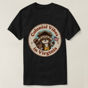 Retro Virginia_ Racoon with Tiny American Flag T-Shirt
