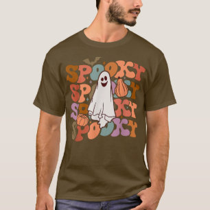 Retro Vitnage Spooky Ghost Pumpkin Funny Halloween T-Shirt
