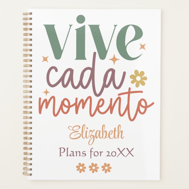 Retro "Vive Cada Momento" Inspirational Quote Planner (Front)