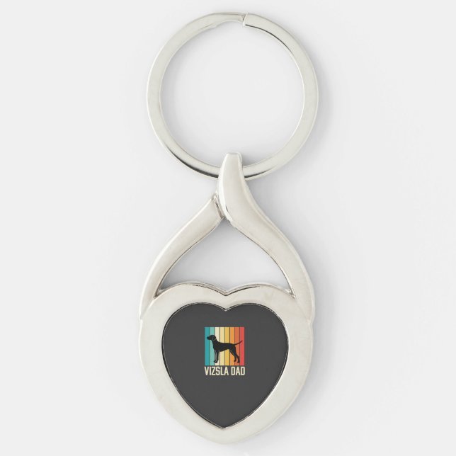 Retro Vizsla Dad Dog Silhouette Key Ring (Front)