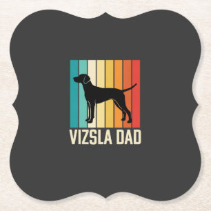 Retro Vizsla Dad Dog Silhouette Paper Coaster